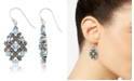 Macy's Marcasite and Blue Topaz (6 ct. t.w.)  Drop Wire Earrings in Sterling Silver